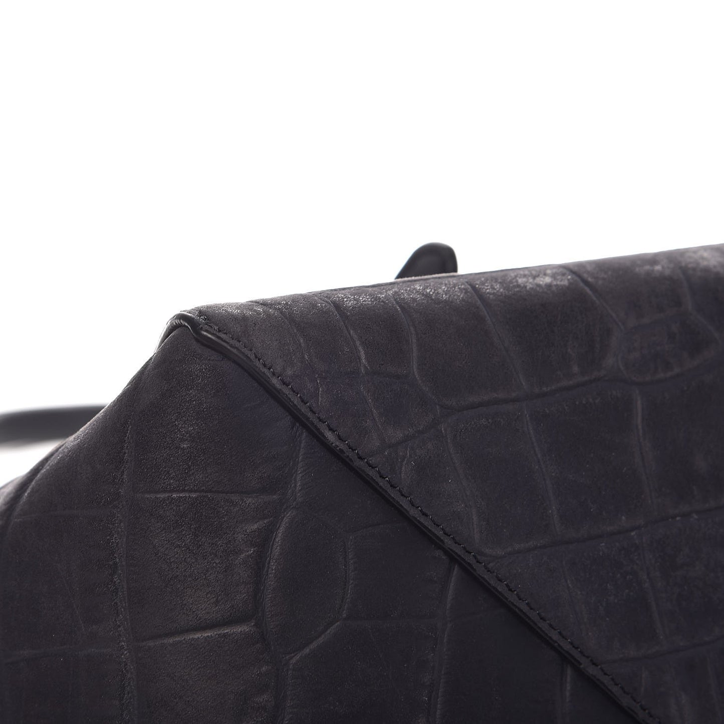 Crocodile Embossed Nubuck Small Belt Cabas Phantom Navy Blue