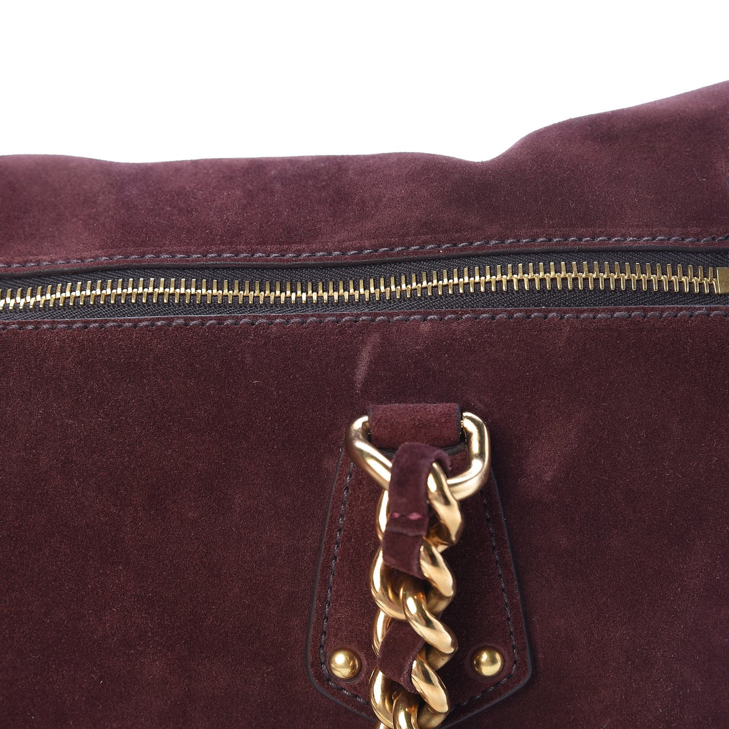 Scamosciato Suede Foldover Pushlock Chain Satchel Prugna