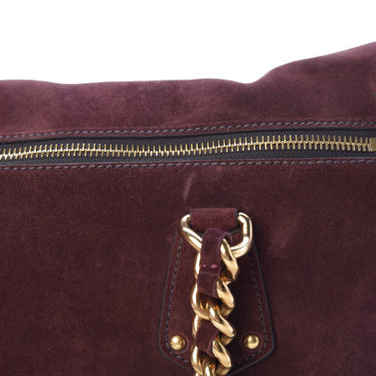 Prada Scamosciato Suede Foldover Pushlock Chain Satchel Prugna 16 of 18
