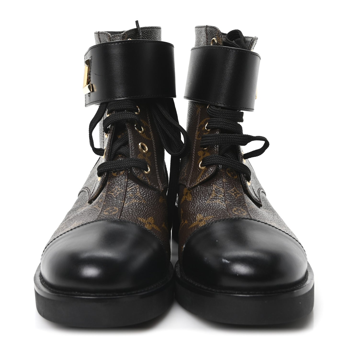 Calfskin Monogram Wonderland Flat Ranger Boots 38.5 Black