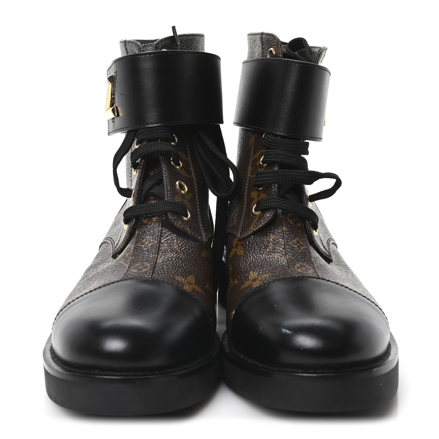 Louis Vuitton Calfskin Monogram Wonderland Flat Ranger Boots 38.5 Black 3 of 8