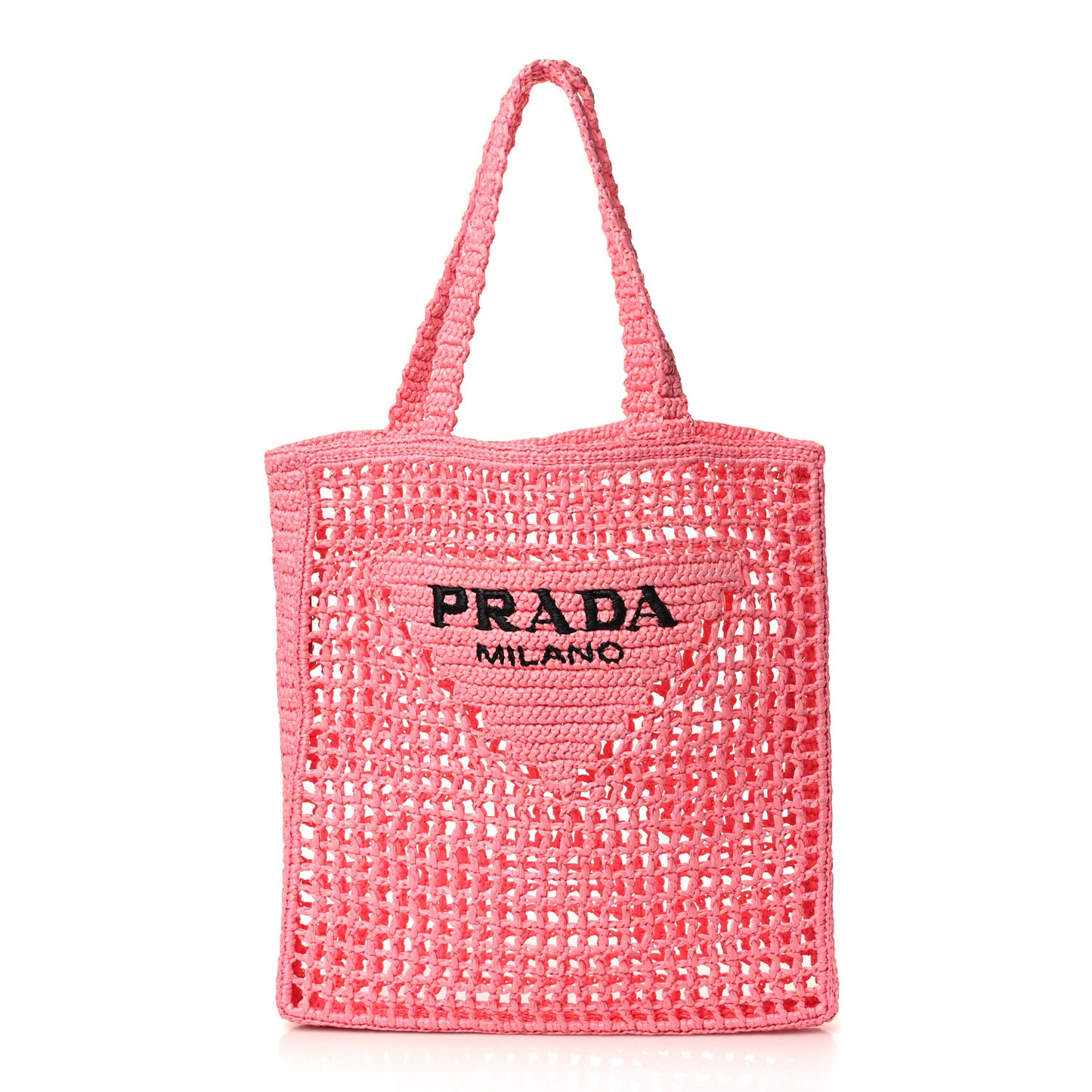 Yarn Raffia Effect Crochet Logo Embroidered Tote Bag Petalo