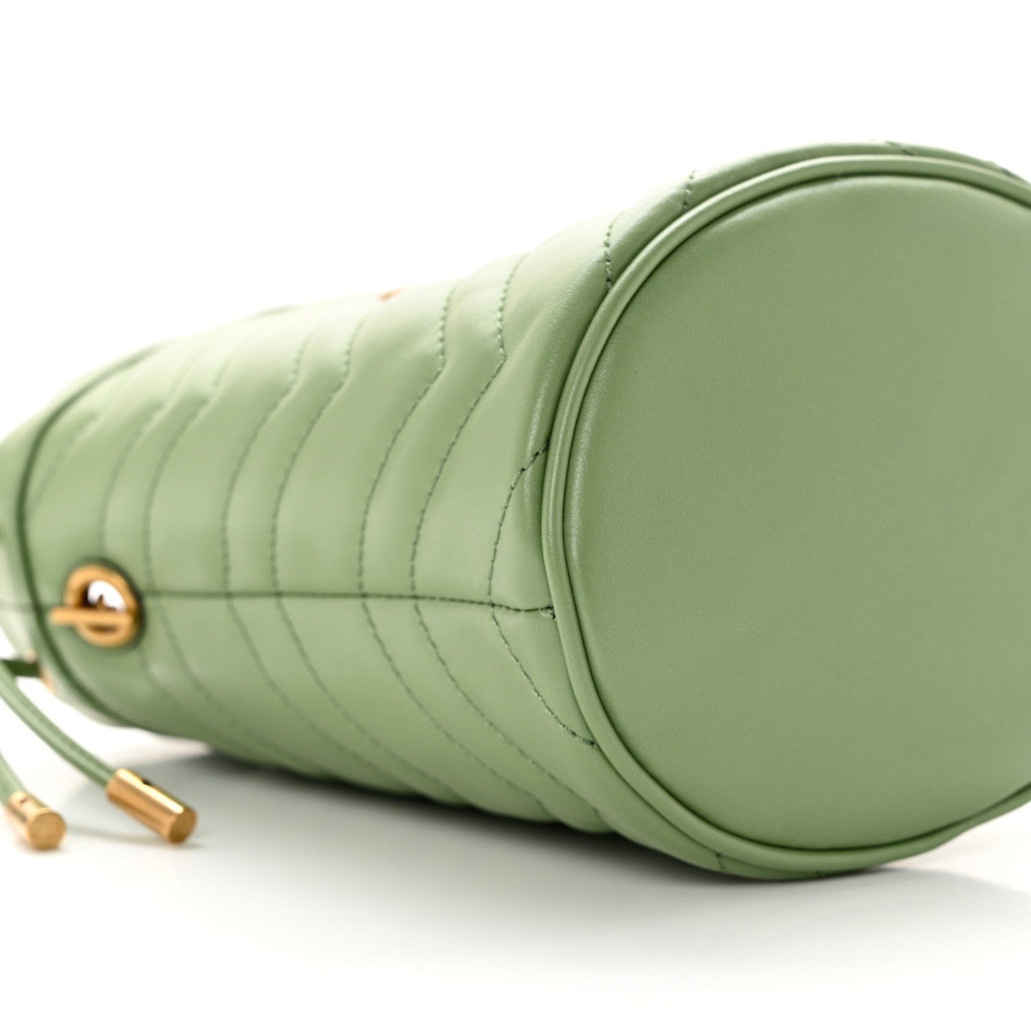 Gucci Calfskin Matelasse Chevron Mini GG Marmont 2.0 Bucket Bag Salamander Green 7 of 9
