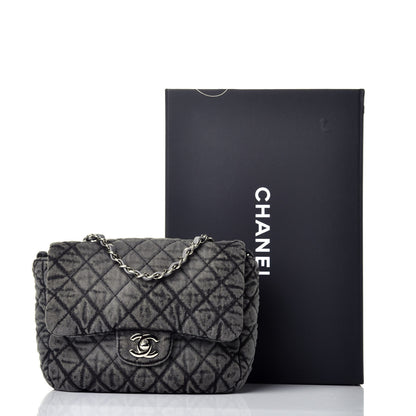 Chanel Washed Denim Quilted Small Denimpression Flap Grey Black 10 of 10