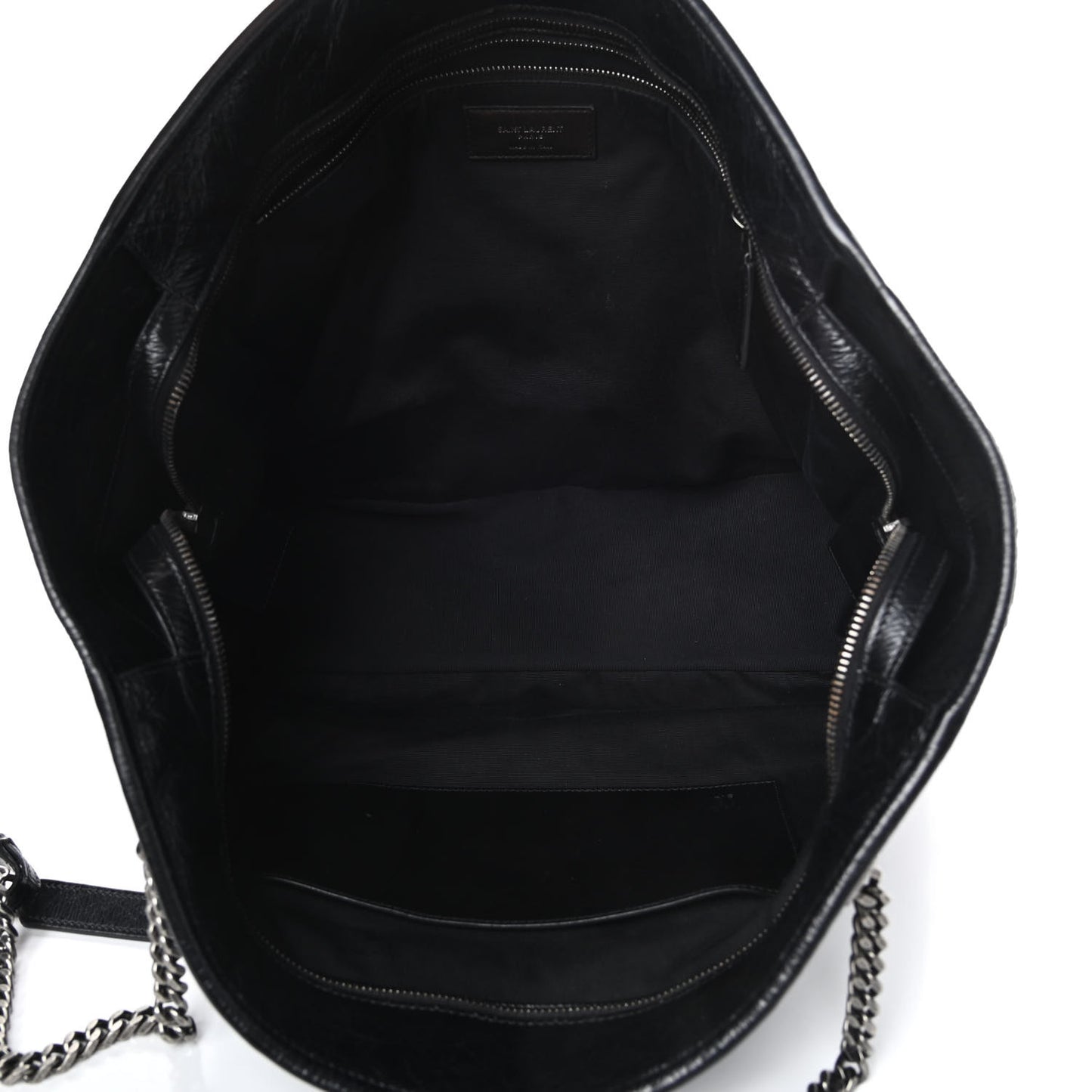 Crinkled Calfskin Matelasse Monogram Large Niki Shopping Tote Bag Black