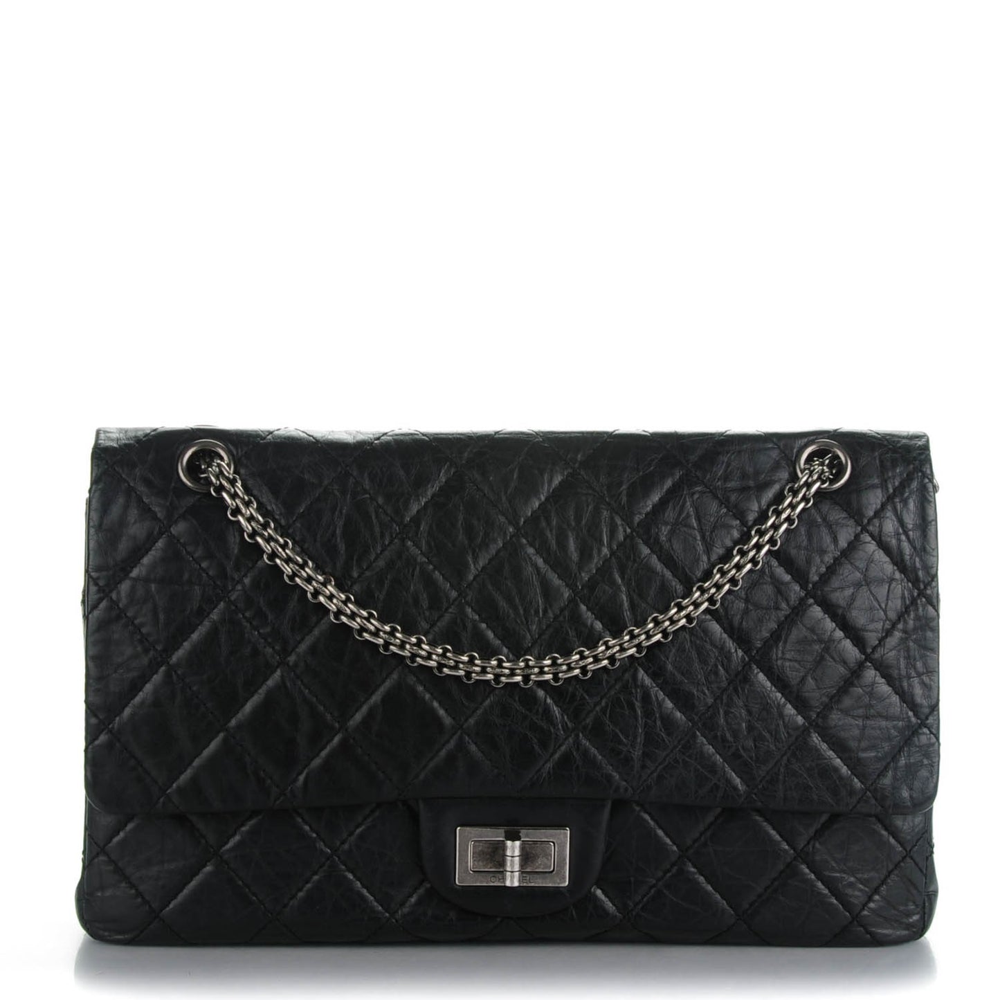 Aged Calfskin Quilted 2.55 Reissue 227 Flap Black