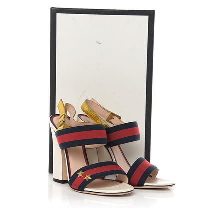Gucci Grosgrain Web Aline High Heel Sandals 38 Oro 12 of 12