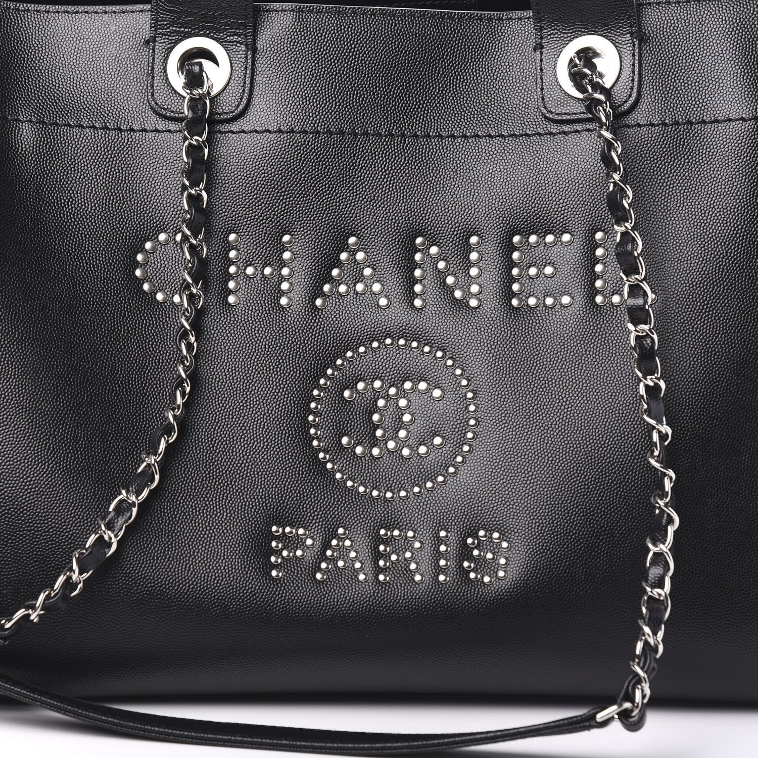 Chanel Caviar Medium Studded Deauville Tote Black 10 of 10