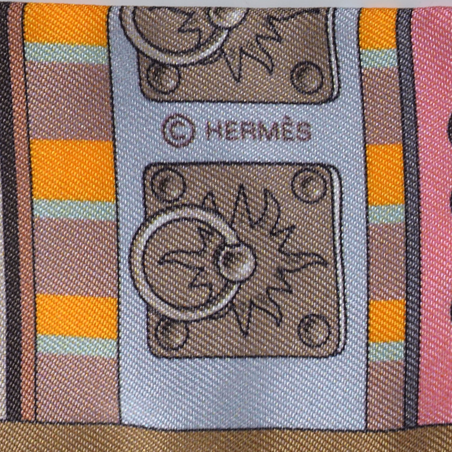 Hermes Silk Collier de Chien Twilly Camel Vert Rose 4 of 5