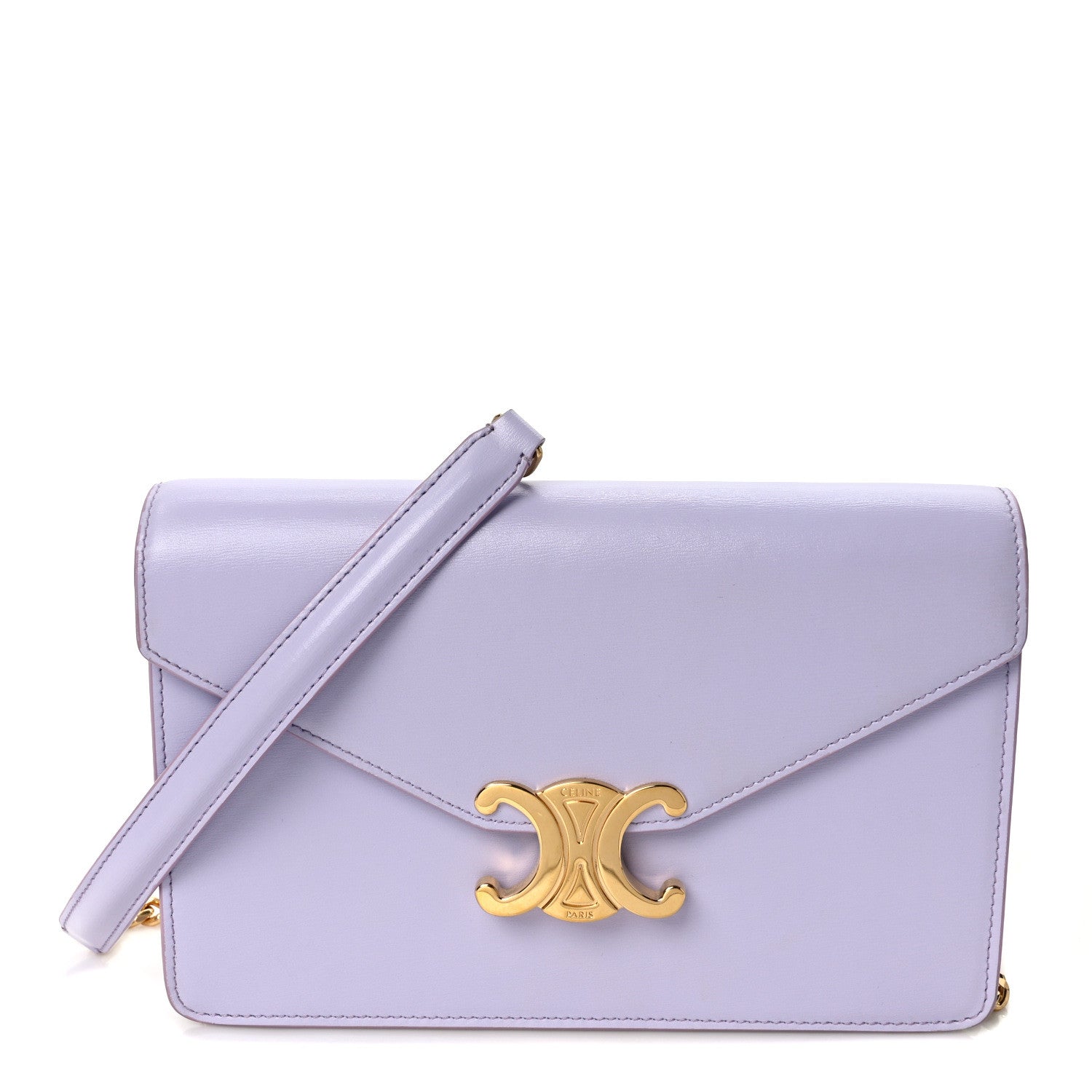 Celine Shiny Calfskin Triomphe Margo Wallet on Chain Light Lavender 1 of 9