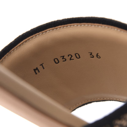 Christian Dior Canvas Embroidered Dway Flat Slide Sandals 36 Black Beige 8 of 9