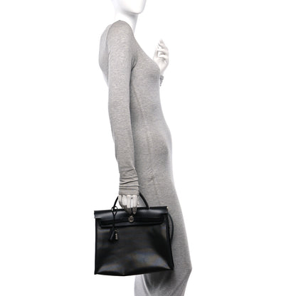 Hermes Toile H Berline Vache Hunter Herbag Zip PM 31 Black Ecru 2 of 11