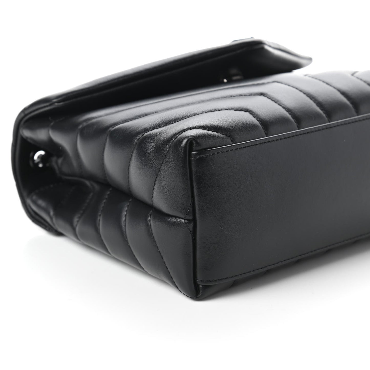 Calfskin Y Quilted Monogram Small Loulou Chain Satchel Black