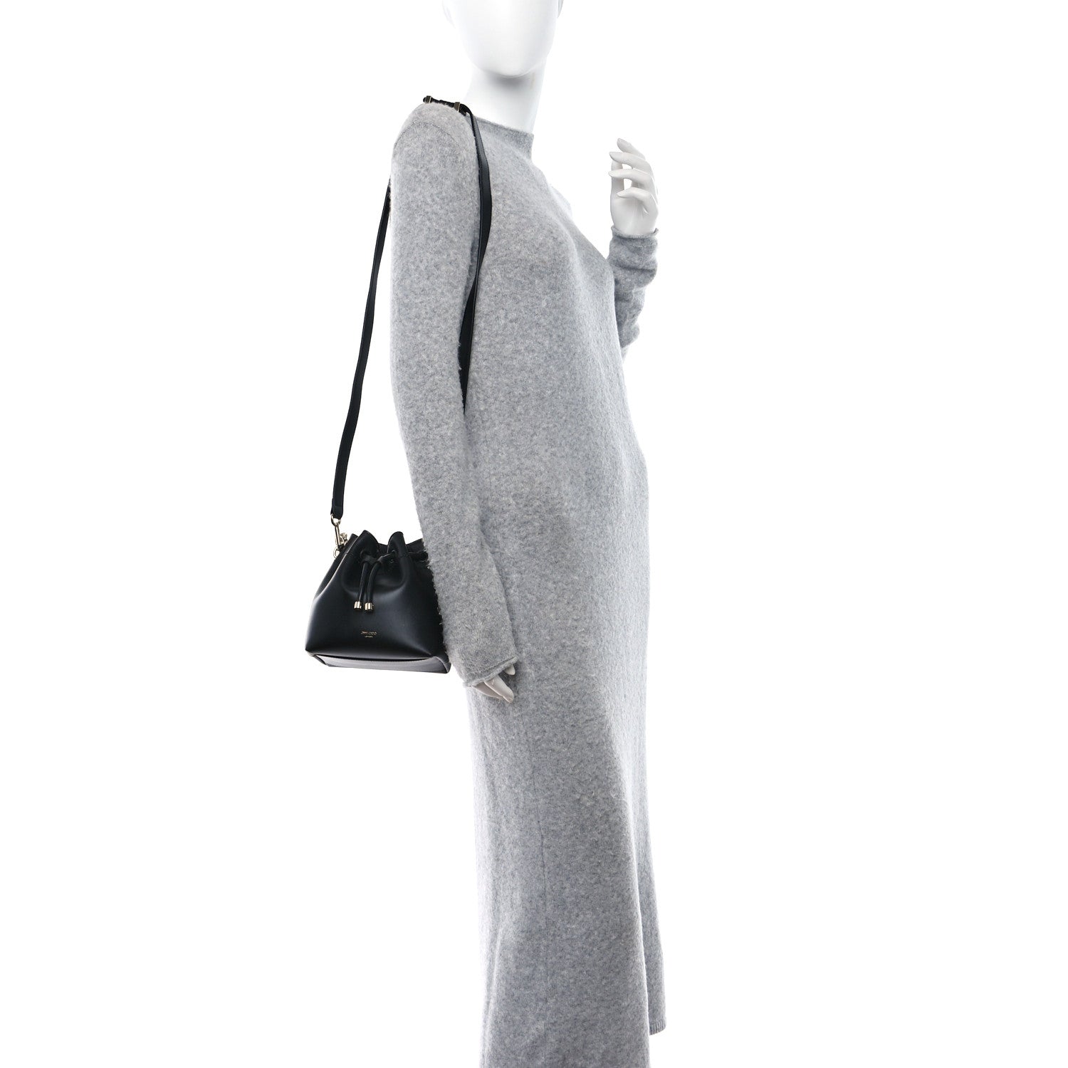 Jimmy Choo Smooth Shiny Calfskin Bon Bon Bucket Bag Black 2 of 8