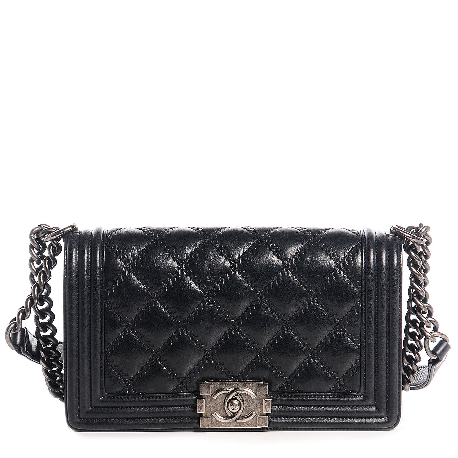 Chanel Calfskin Double Stitch Medium Boy Flap Black 1 of 8