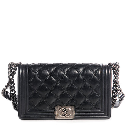 Chanel Calfskin Double Stitch Medium Boy Flap Black 1 of 8