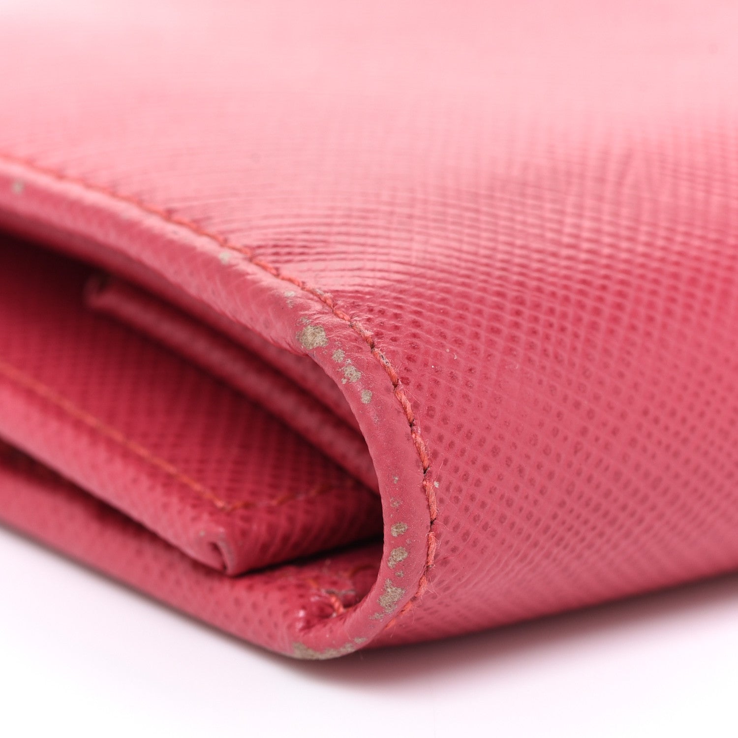 Prada Saffiano Metal French Flap Compact Wallet Pink 9 of 10