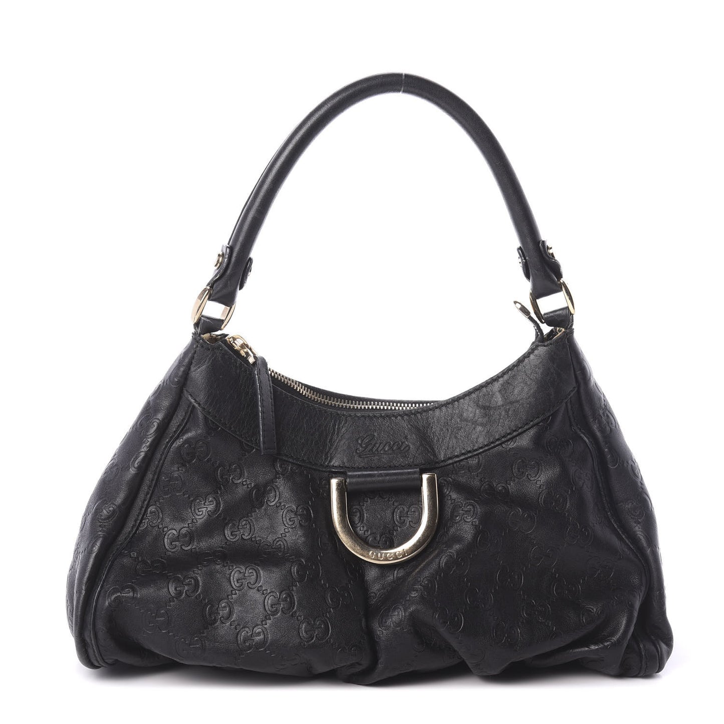 Guccissima Medium D Gold Ring Hobo Black