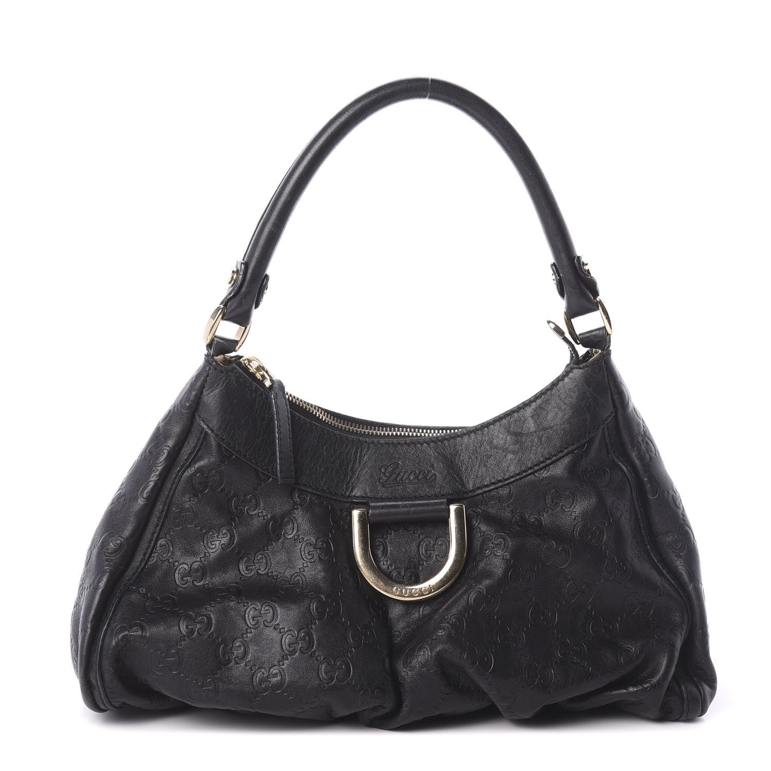 Gucci Guccissima Medium D Gold Ring Hobo Black 1 of 9