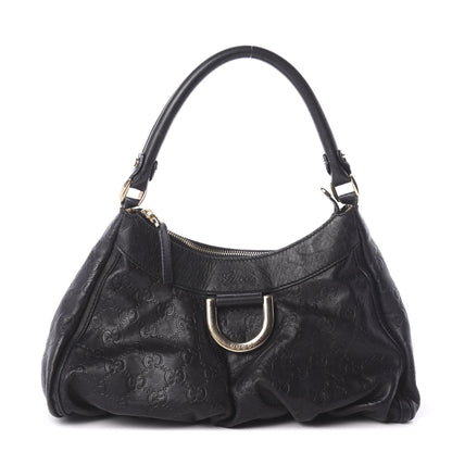 Gucci Guccissima Medium D Gold Ring Hobo Black 1 of 9