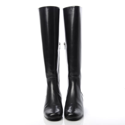 Saint Laurent Calfskin Knee High Boots 38 Black 2 of 10
