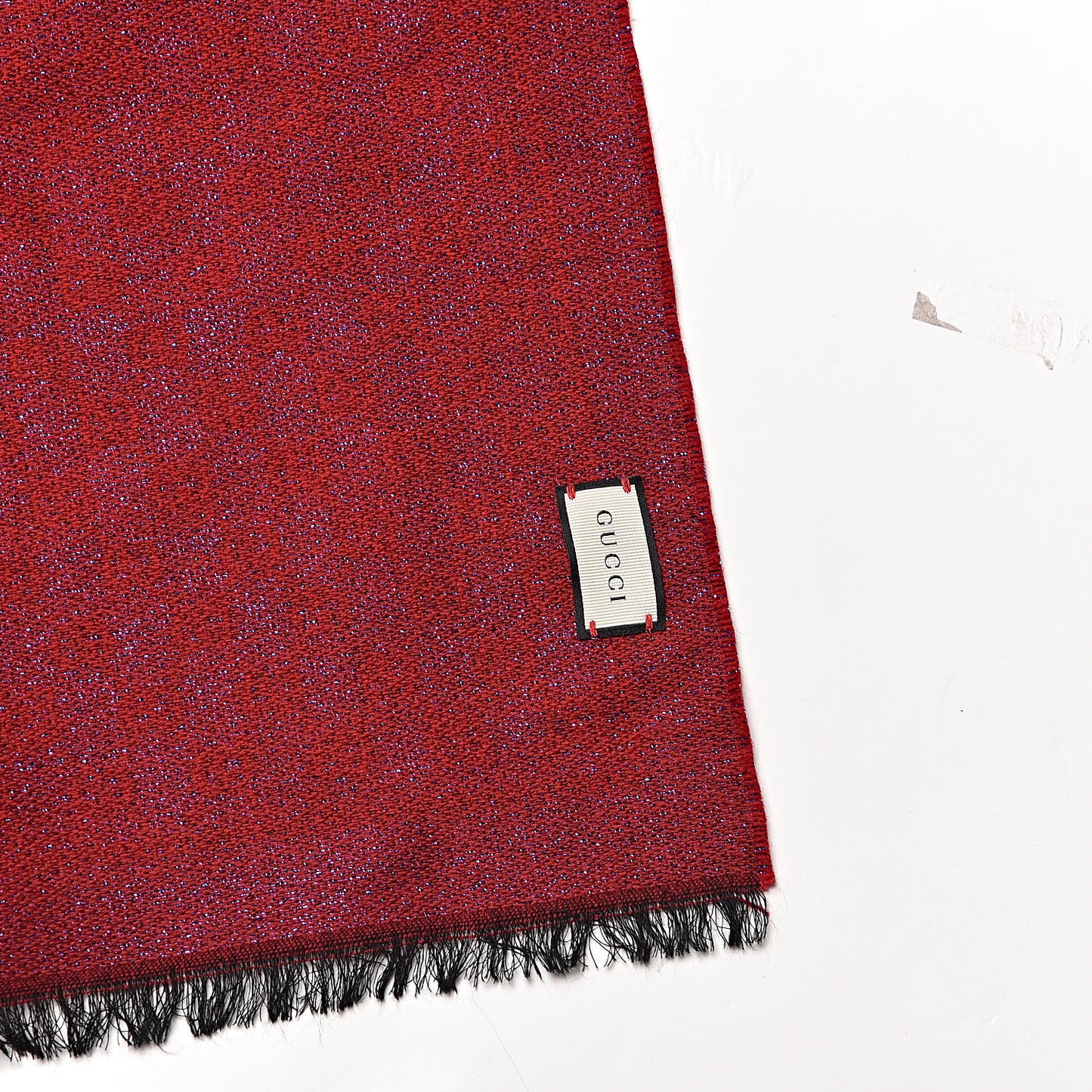 Wool Silk Jacquard GG Monogram Stenix Scarf Red Sky Blue