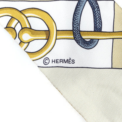 Hermes Silk Cliquetis Twilly White Jaune Clair Dore 3 of 4