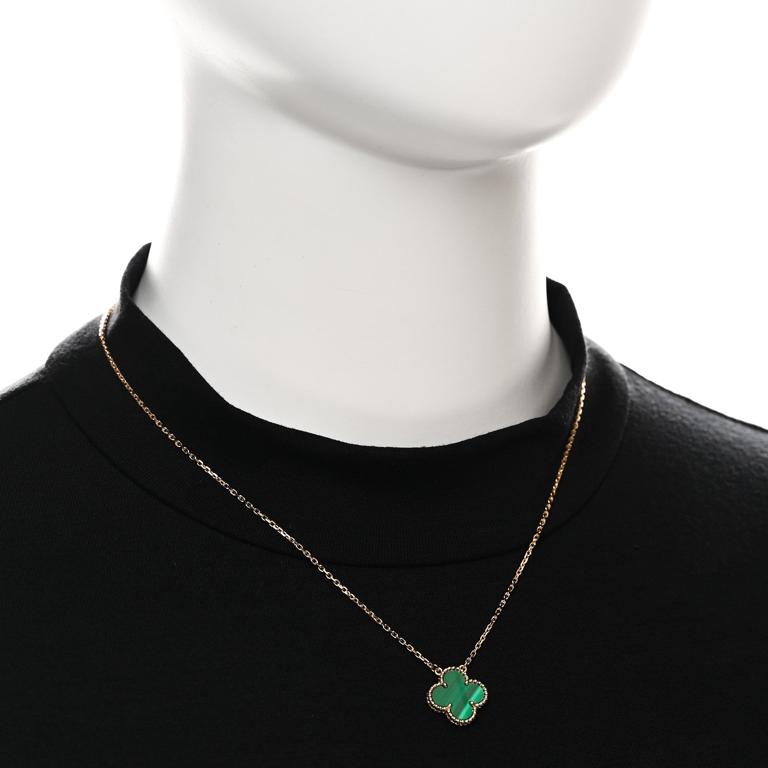 Van Cleef & Arpels 18K Yellow Gold Malachite Vintage Alhambra Pendant Necklace 2 of 9
