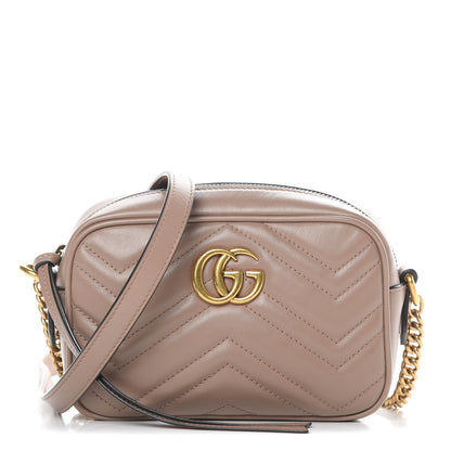 Gucci Calfskin Matelasse Mini GG Marmont Chain Shoulder Bag Porcelain Rose 1 of 13