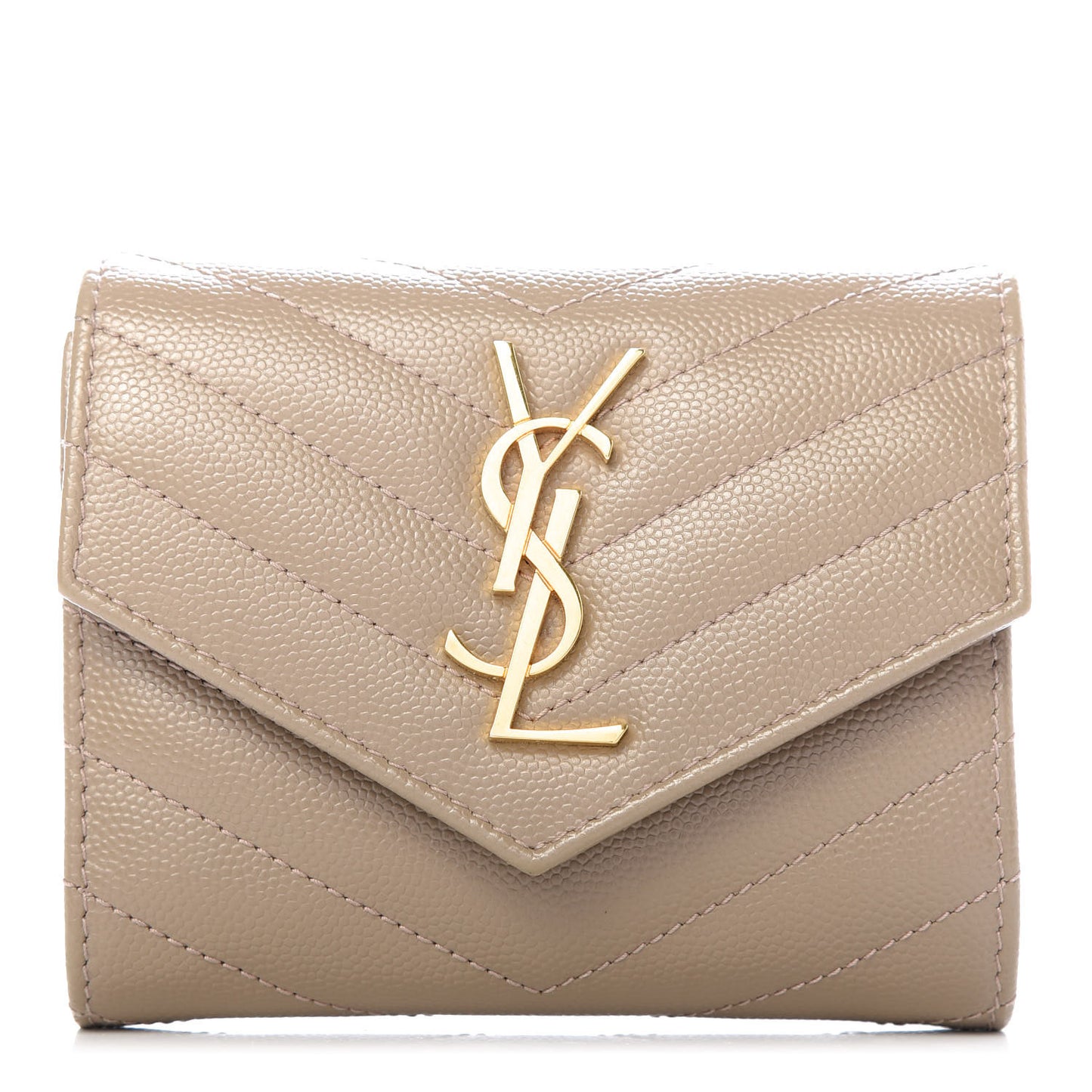 Grain De Poudre Matelasse Chevron Small Monogram Envelope Wallet Dusty Grey