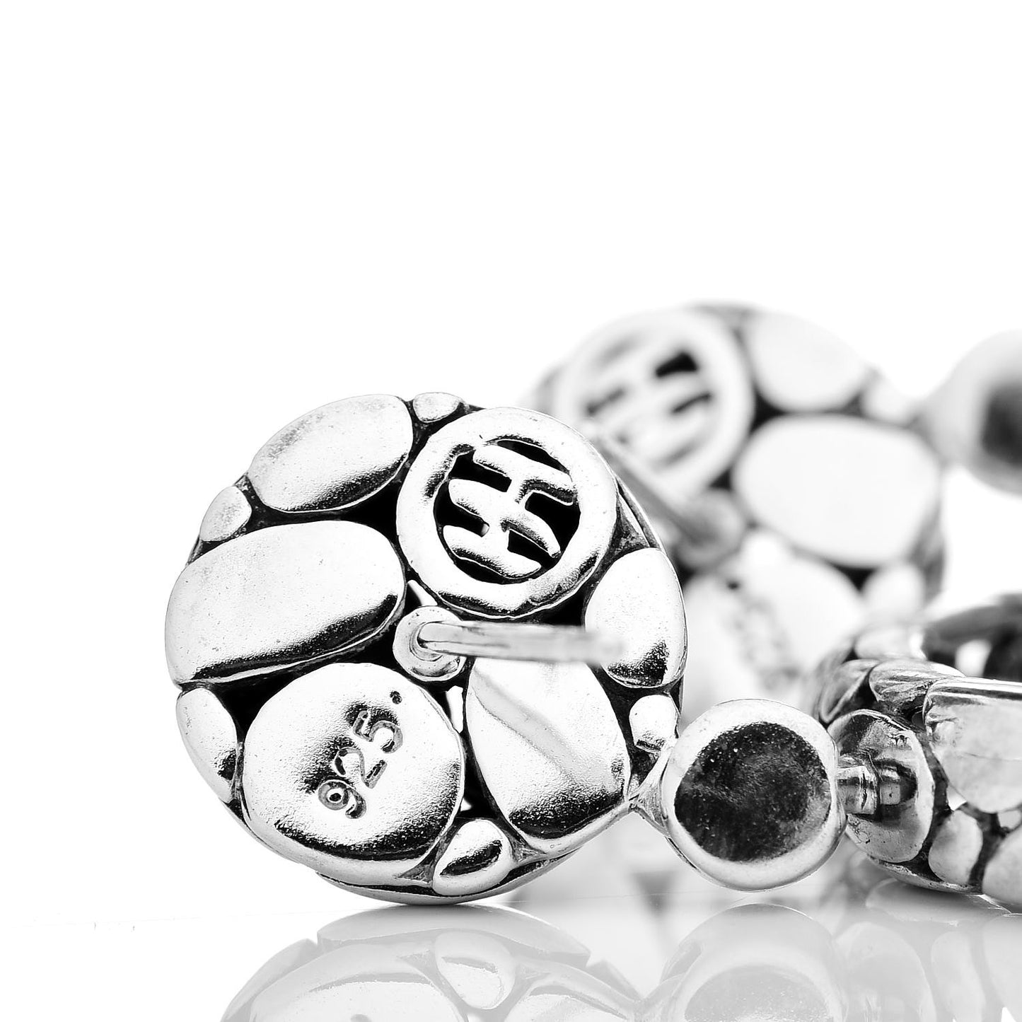 Sterling Silver Kali Drop Hoop Earrings
