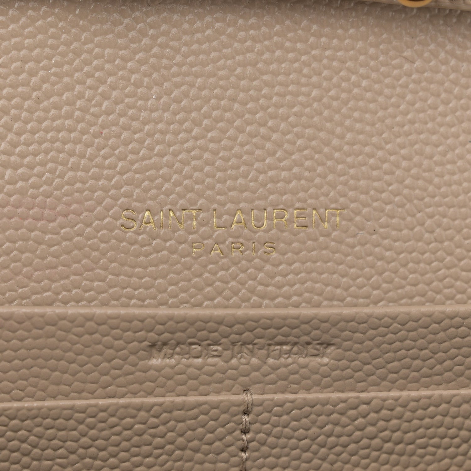 Saint Laurent Grain De Poudre Mixed Matelasse Triquilt Monogram Chain Wallet Dark Beige 5 of 9