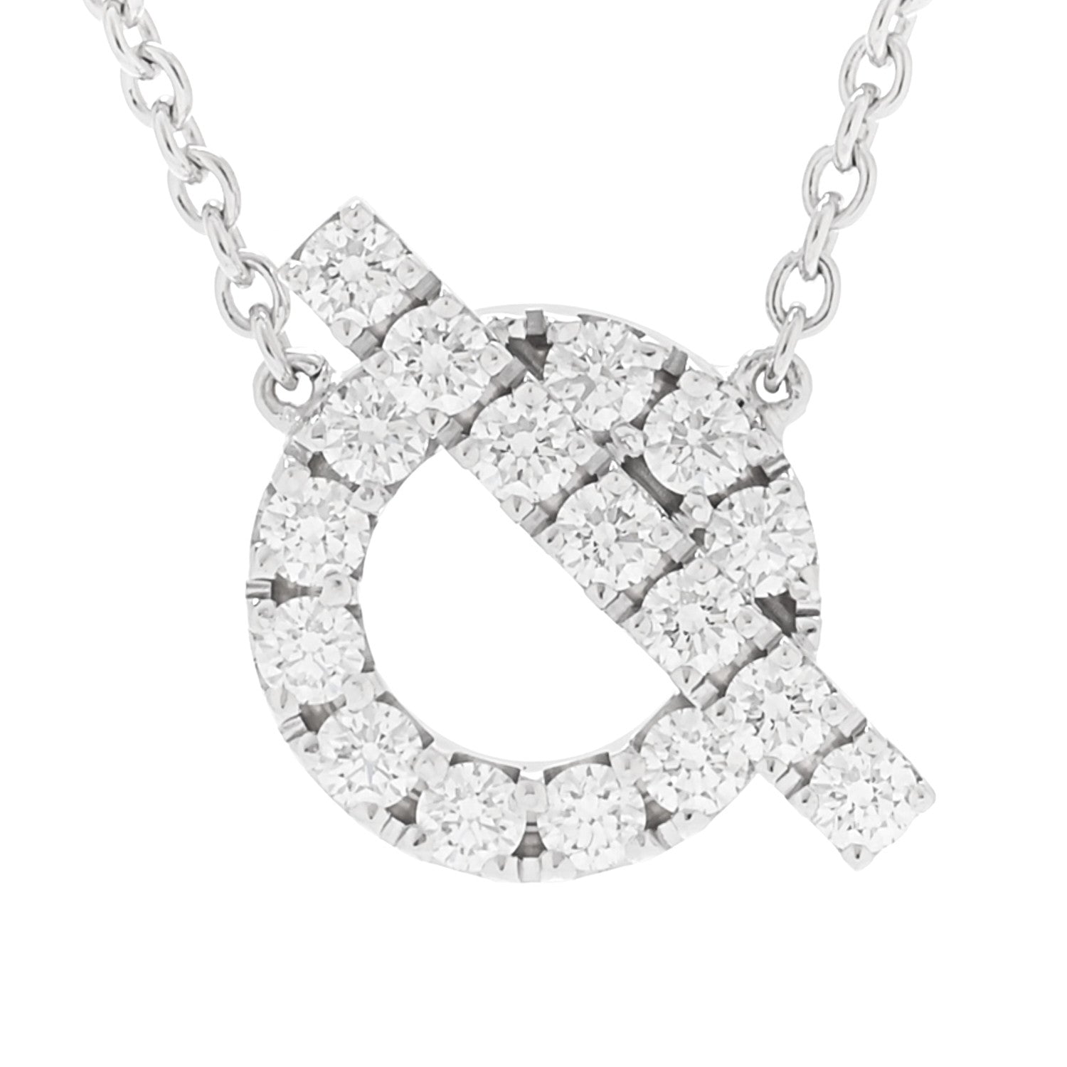 Hermes 18K White Gold Diamond Finesse Pendant Necklace 4 of 7