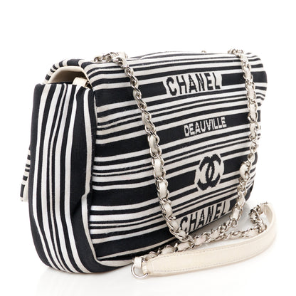 Chanel Mixed Fibers Lambskin Venise Biarritz Flap Bag Black White 3 of 12