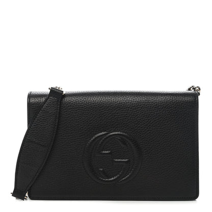 Gucci Pebbled Calfskin Soho Wallet on Chain Black 1 of 8
