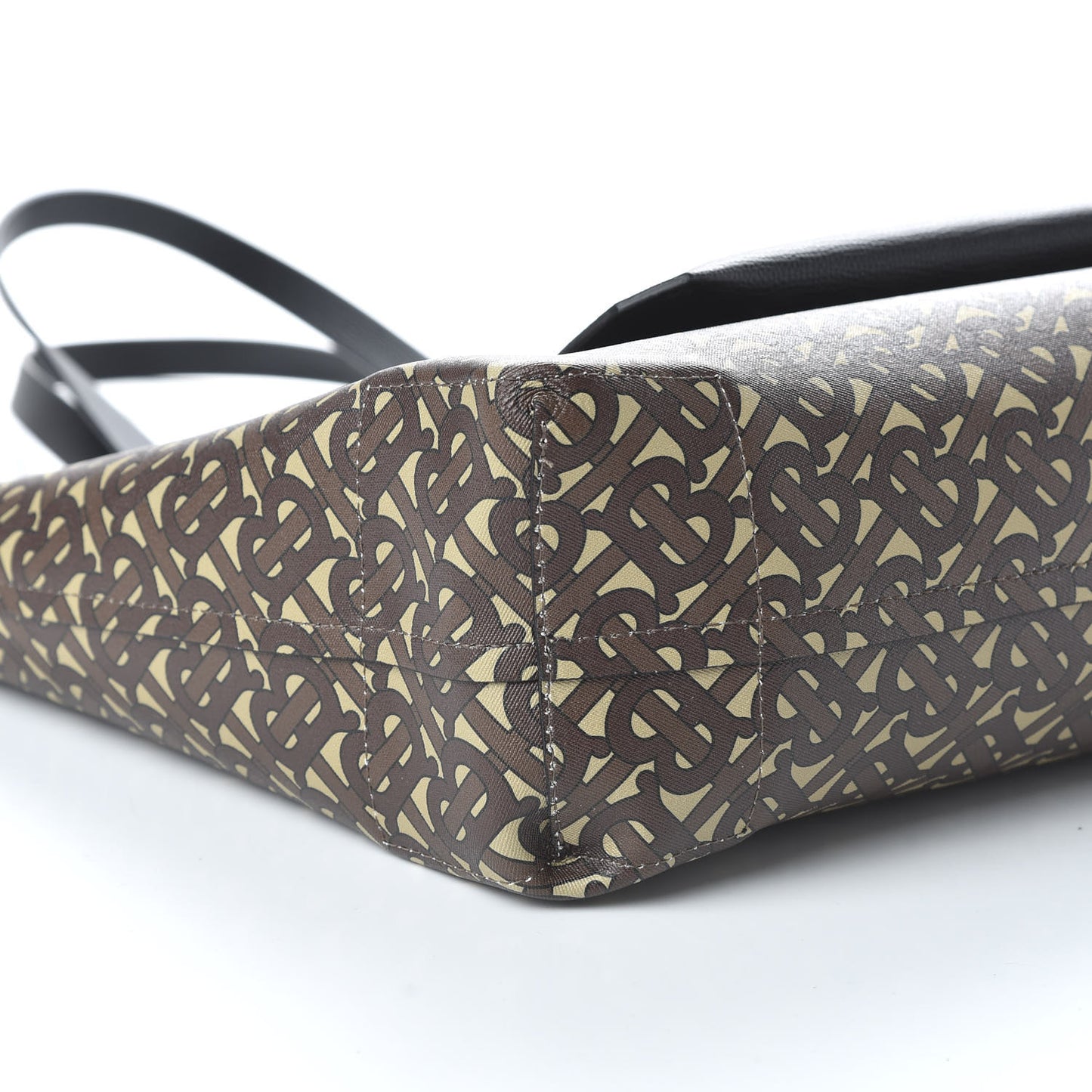 Calfskin TB Motif Embossed Medium Tote Black