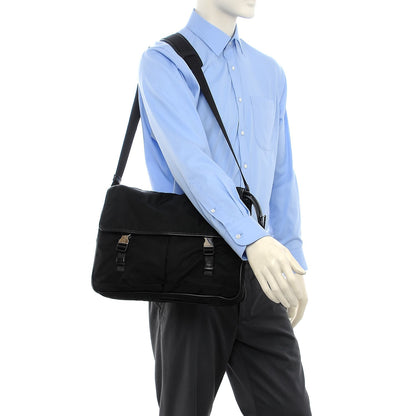 Prada Tessuto Nylon Saffiano Messenger Bag Nero Black 2 of 11