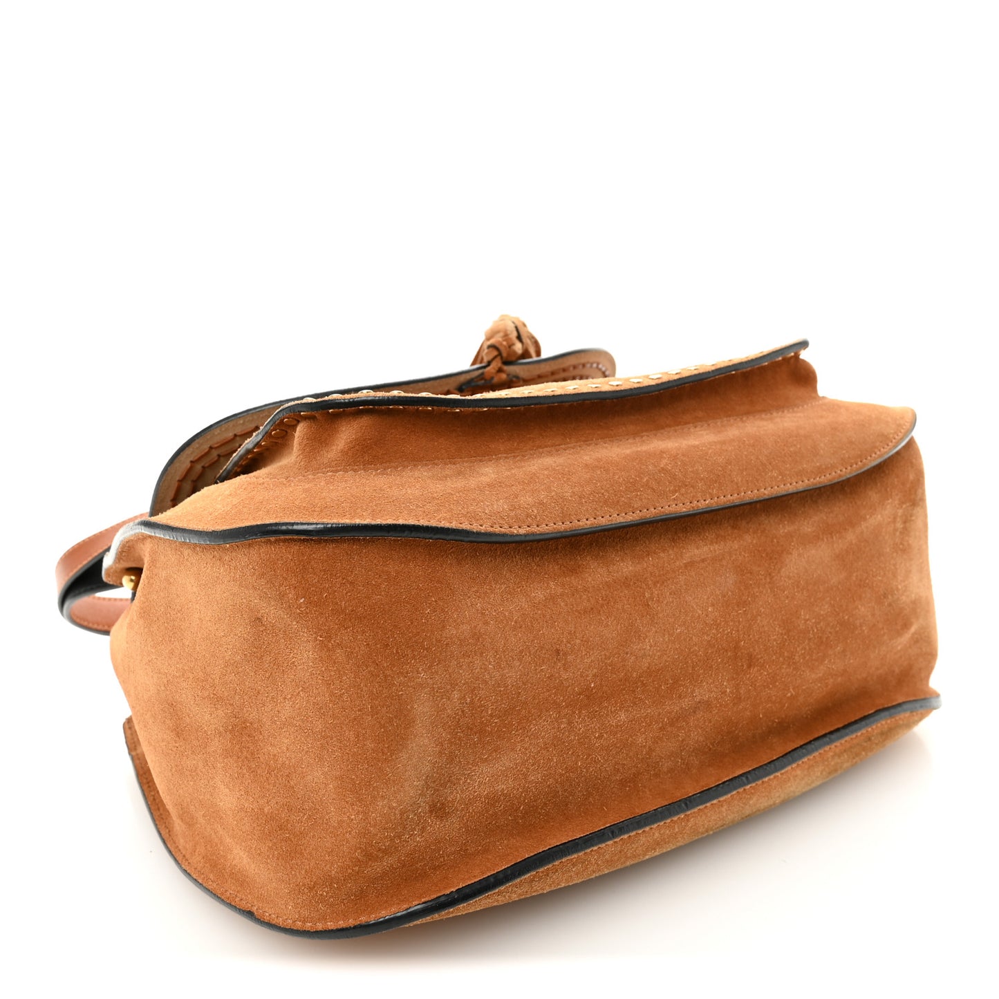 Suede Braided Medium Hudson Double Carry Shoulder Bag Caramel