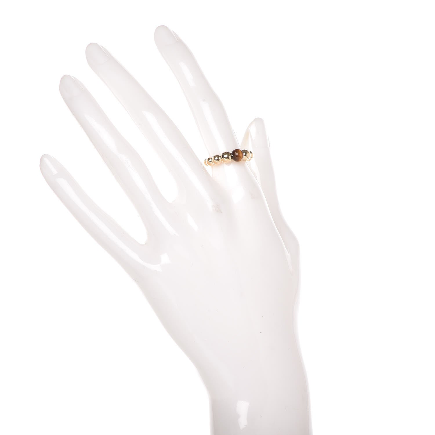 Van Cleef & Arpels 18K Yellow Gold Tiger's Eye Perlee Couleurs Variation Ring 50 5.25 2 of 9