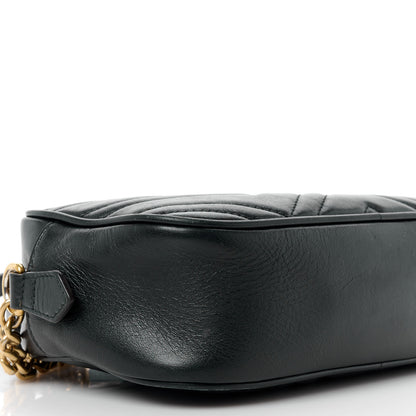 Gucci Calfskin Matelasse Small GG Marmont Chain Shoulder Bag Black 10 of 12