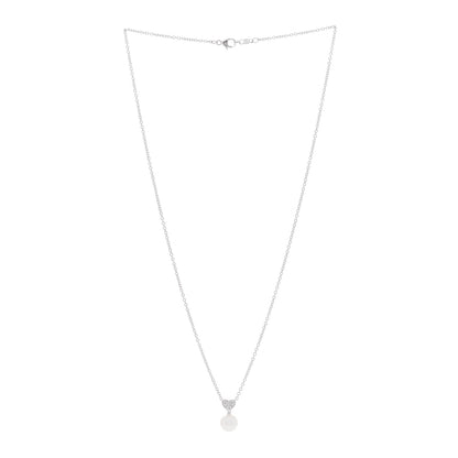 Mikimoto 18K White Gold Diamond Akoya Cultured Pearl 8mm Heart Drop Pendant Necklace 3 of 6