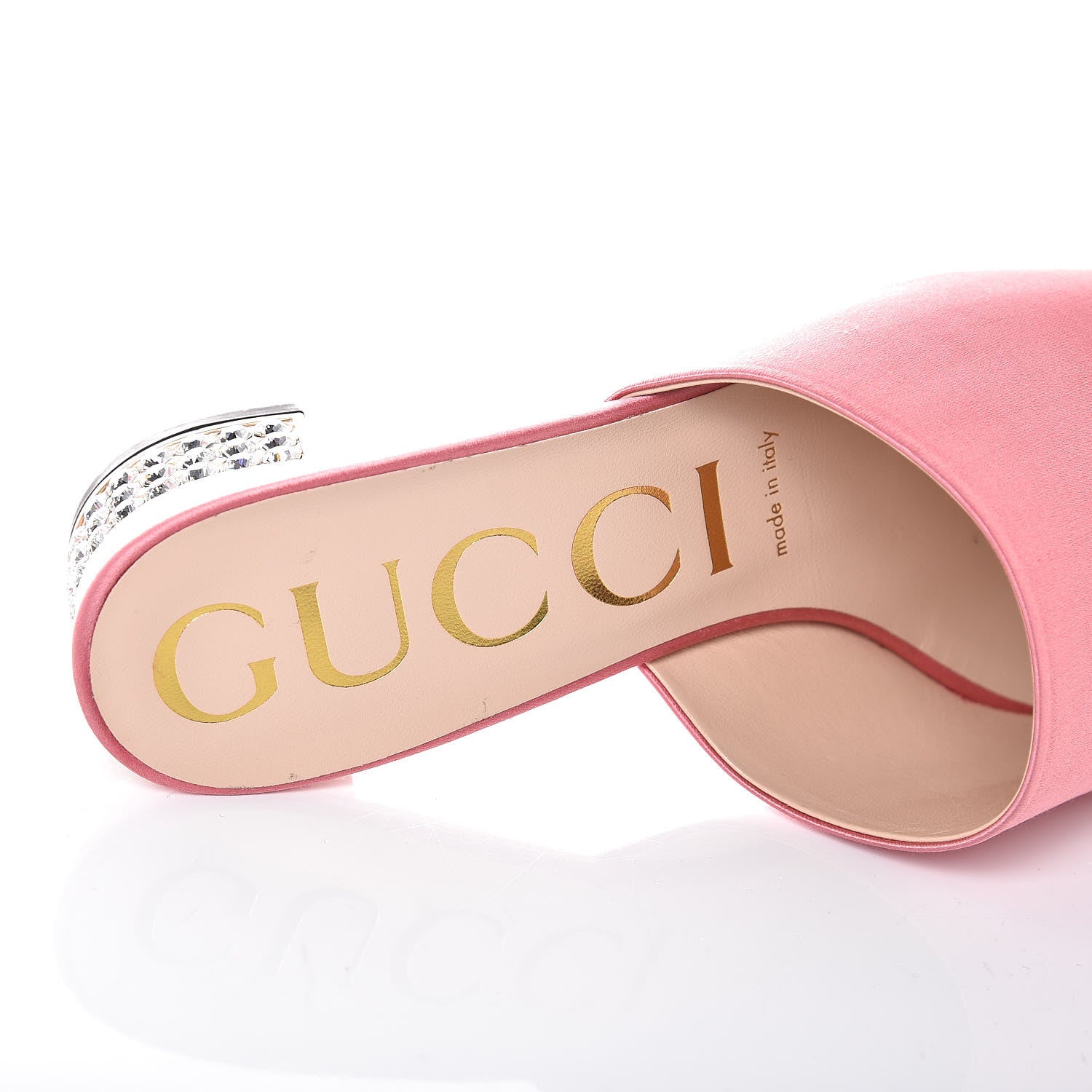Gucci Silk Satin Crystal Embellished Bow Mules 38.5 Peonia 6 of 9