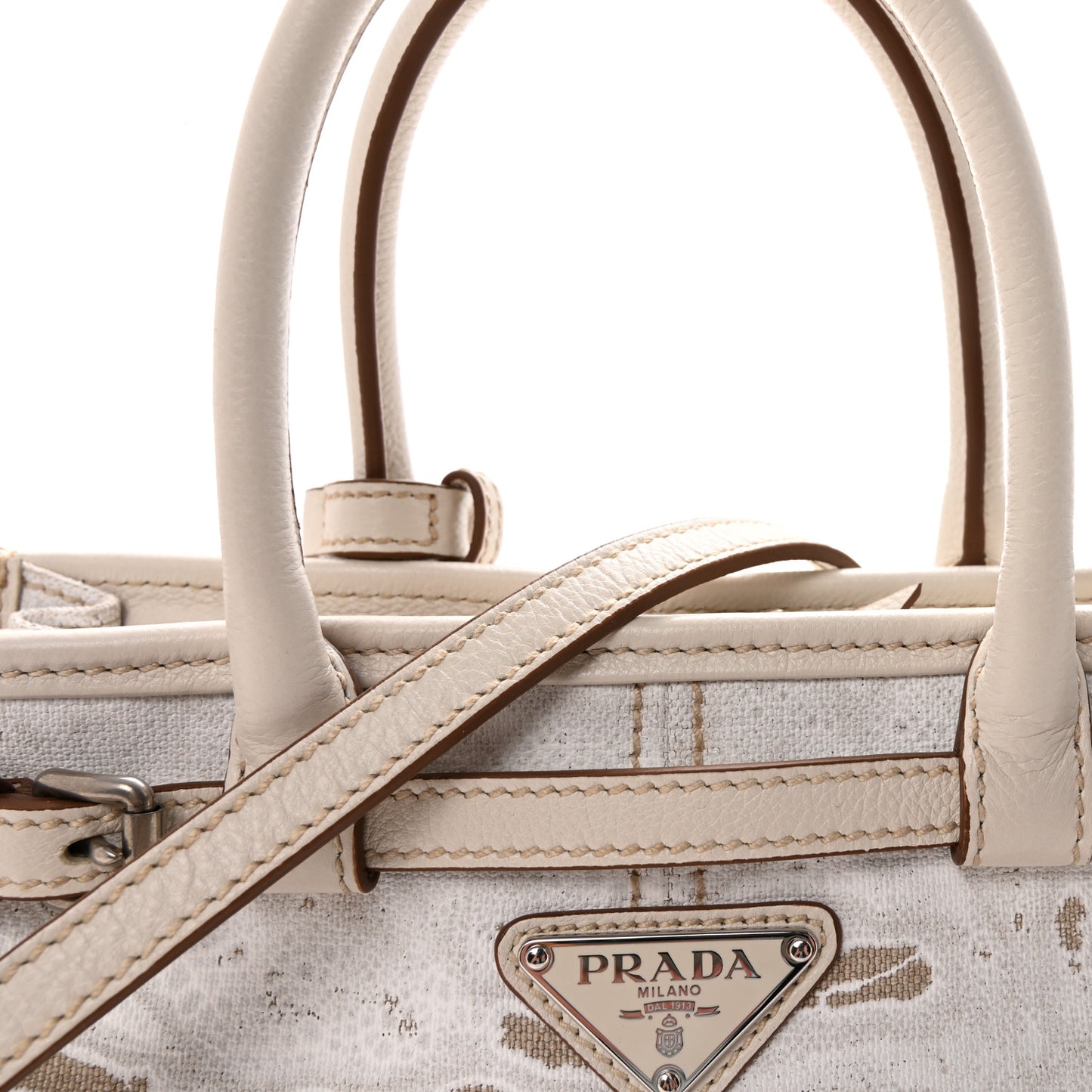 Linen Calfskin Triangle Mini Bonnie Hand Bag White