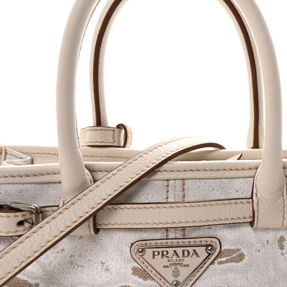 Prada Linen Calfskin Triangle Mini Bonnie Hand Bag White 7 of 9