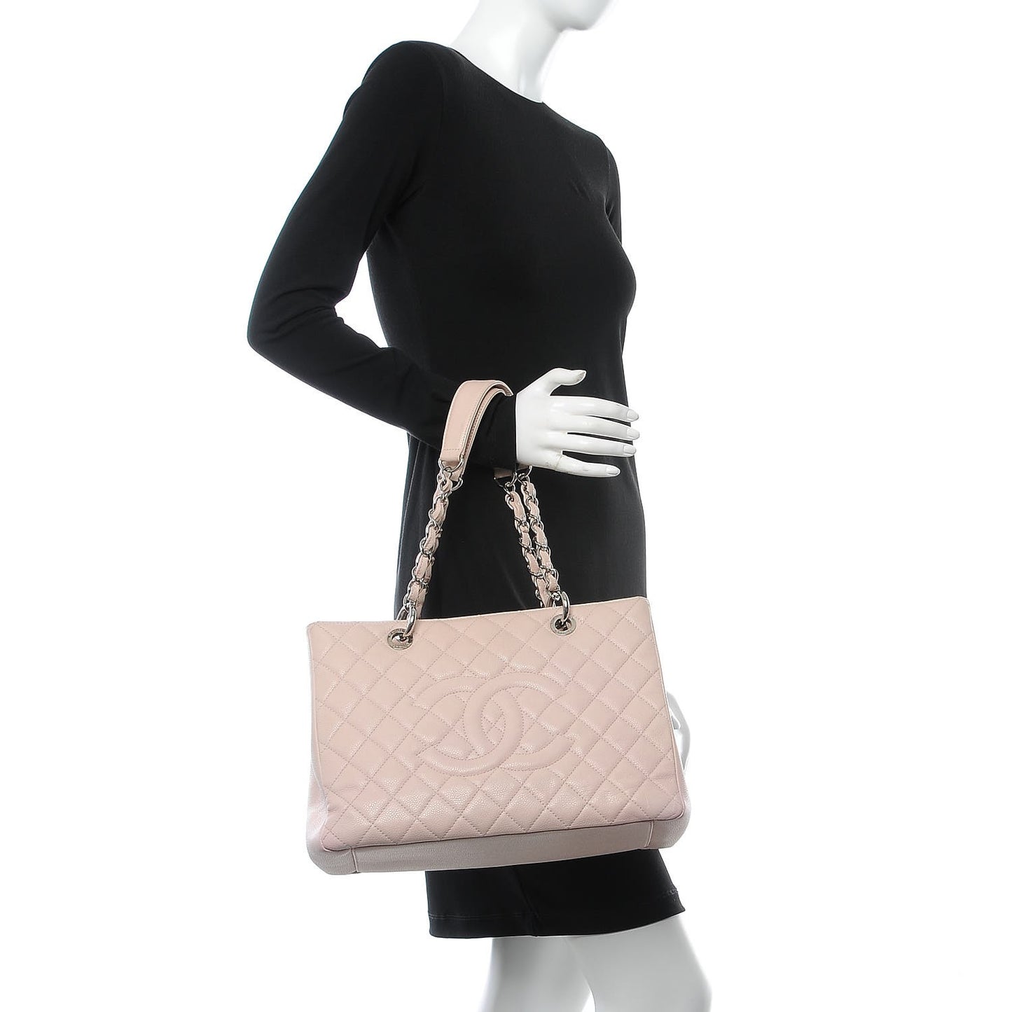 Caviar Quilted Grand Shopping Tote GST Light Pink