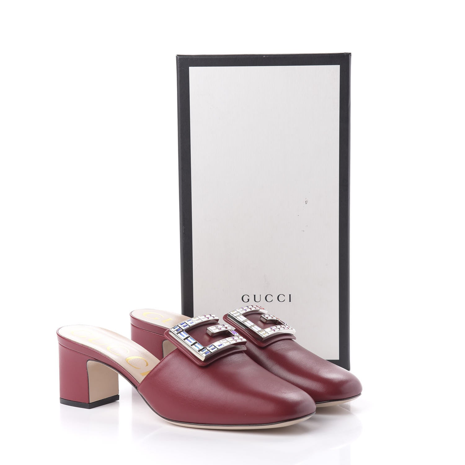 Gucci Malaga Kid Crystal Square G Madelyn Mules 40 Romantic Cerise 9 of 9