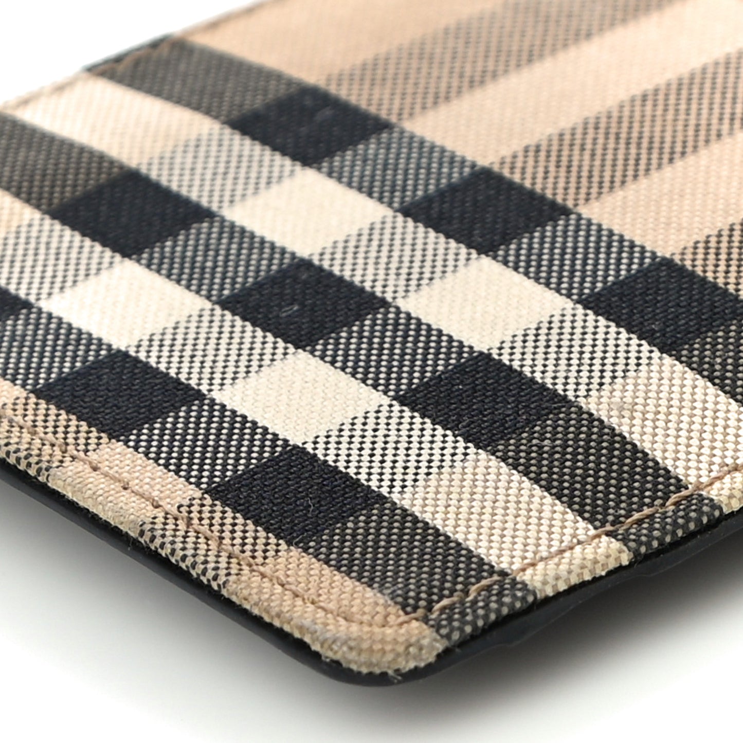 Vintage Check Calfskin Coin Case Card Holder Black