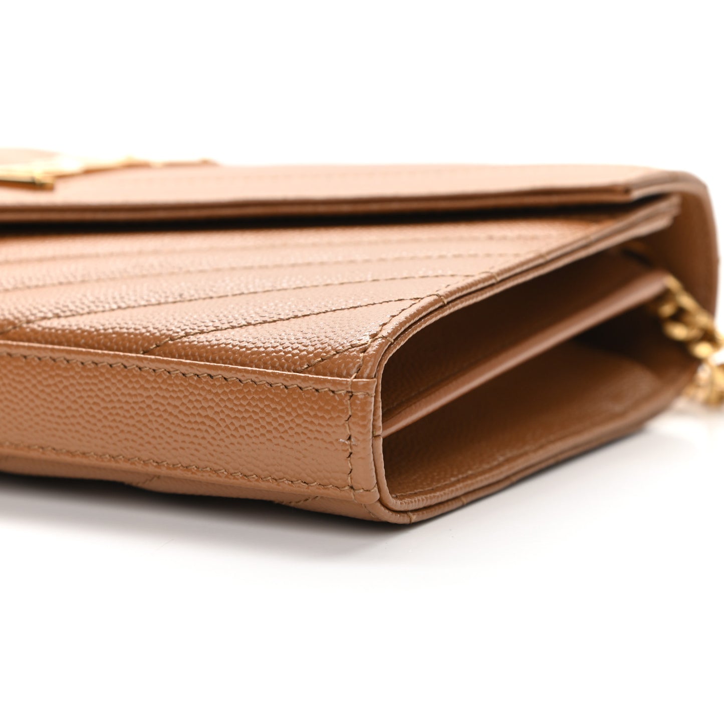 Grain De Poudre Matelasse Chevron Monogram Chain Wallet Dune