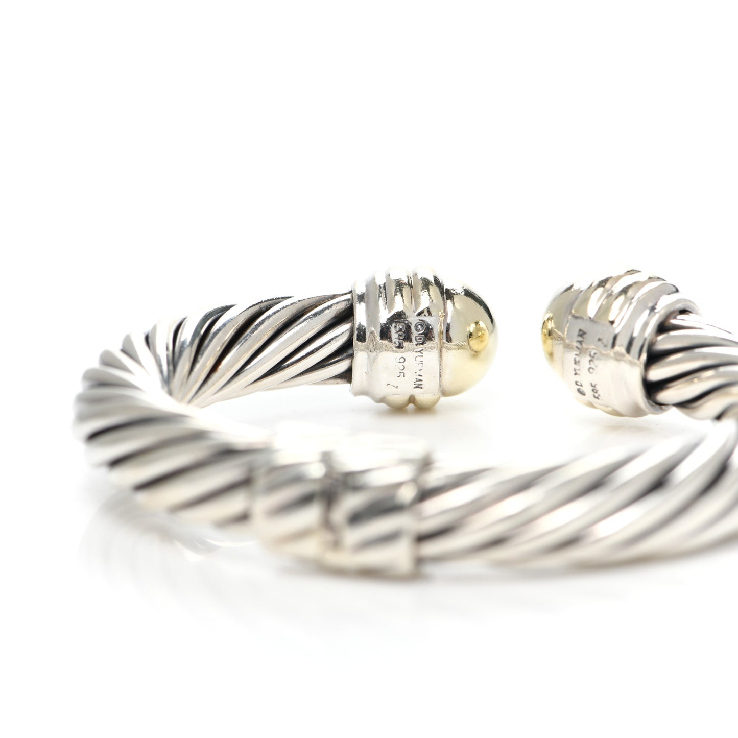 Sterling Silver 14K Yellow Gold 10mm Cable Classics Bracelet