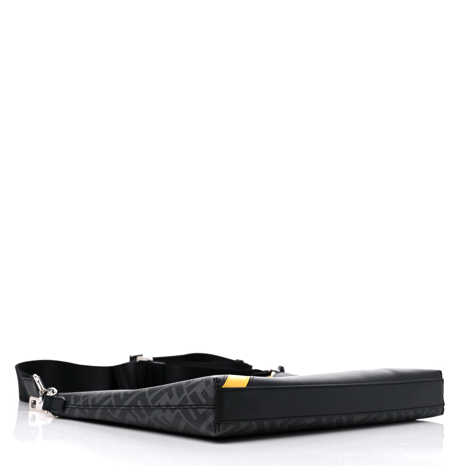 Fendi Glazed Fabric Vitello Liberty FF 1974 Diagonal Medium East West Messenger Black Sunflower 4 of 12